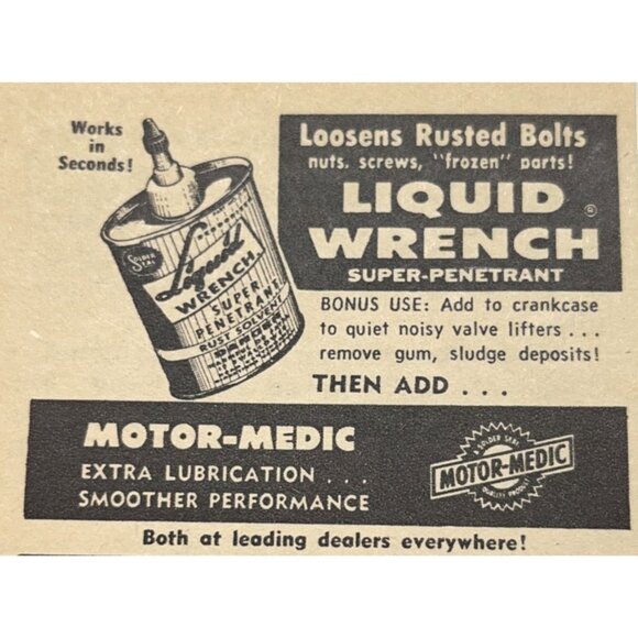 Liquid Wrench Print Ad Vintage 1963 Motor-Medic Auto Repair Lubricants - Picture 6 of 6
